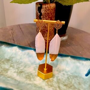 Gold dipped feather earrings